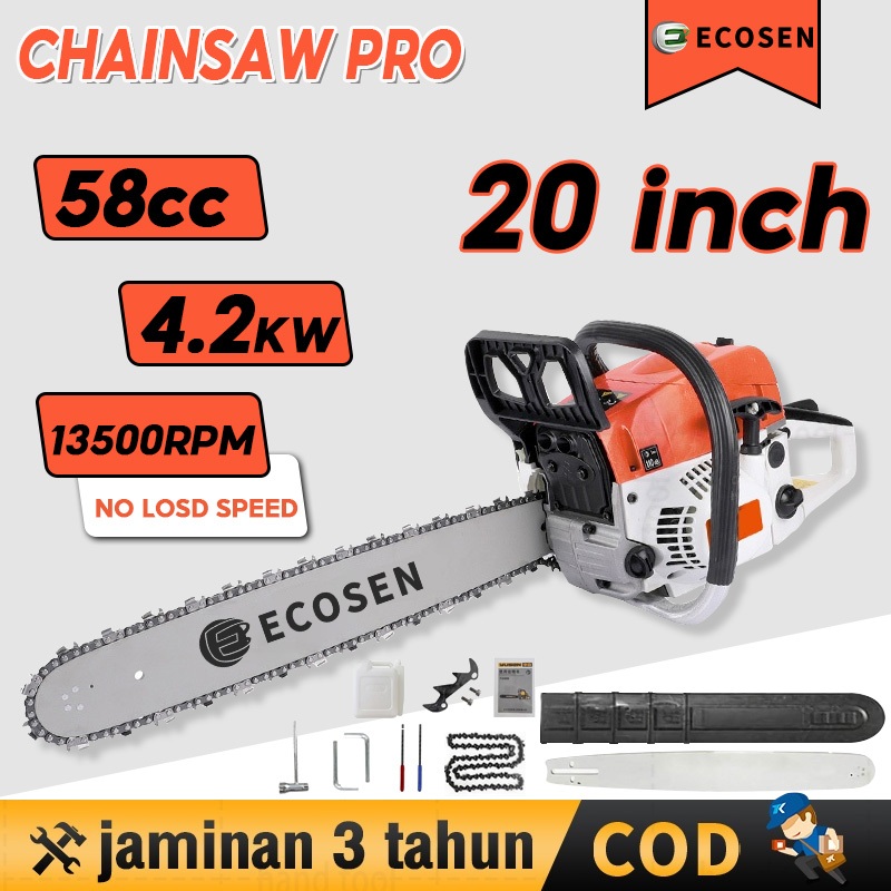 ECOSEN 20/22/24Inch Alat Outdoor Mesin Gergaji Mesin Potong Kayu Chainsaw Untuk Potong Kayu/Gergaji 