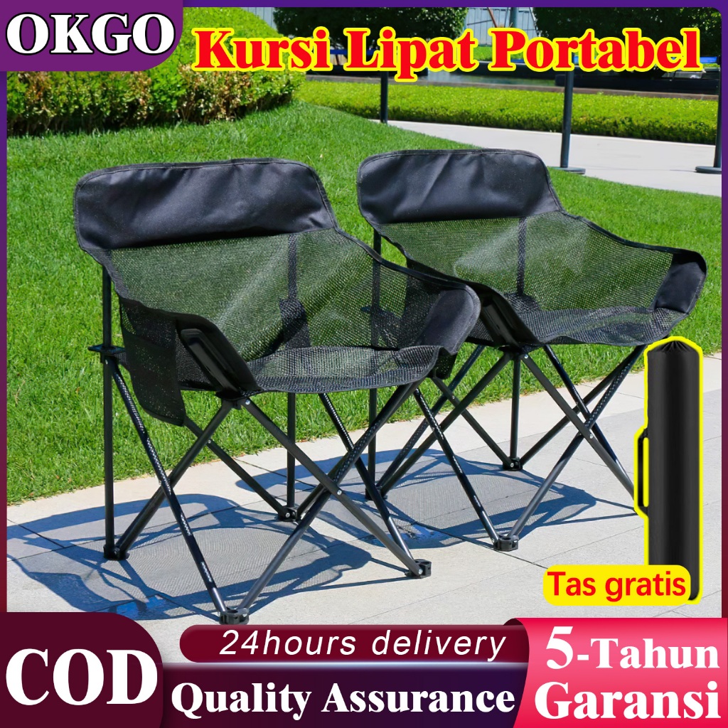 OKGO Kursi Camping Kursi Malas Gunung Kursi Space Folding Chair Kursi Lipat Outdoor Kursi Lipat Kain