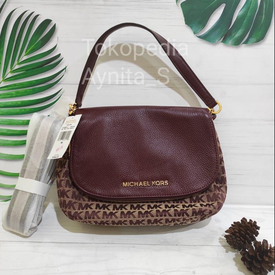 Michael Kors Medium Bedford Convertible Flap Shoulder Bag ( Oxblood )