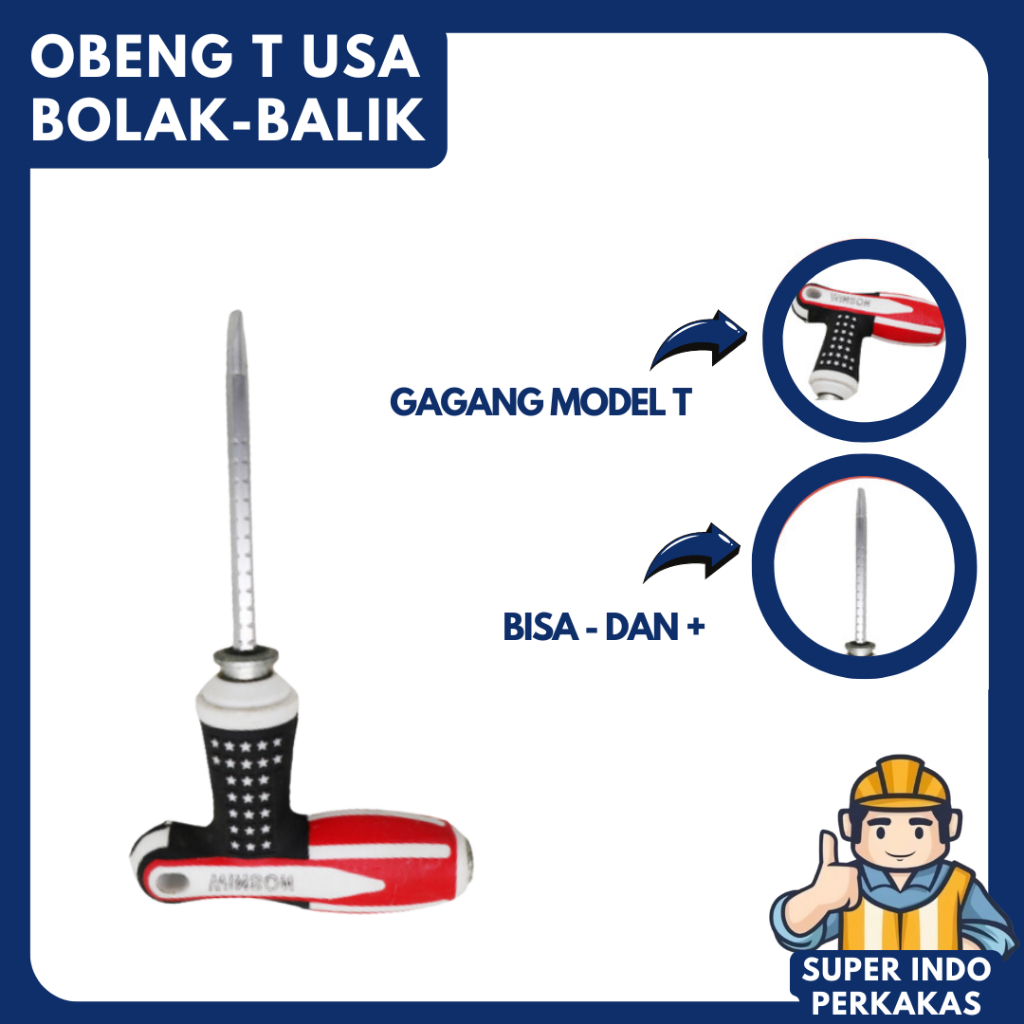 Obeng T Bolak Balik Gagang USA | Obeng T Plus Minus | Obeng T Serbaguna / Obeng T Kualitas Premium