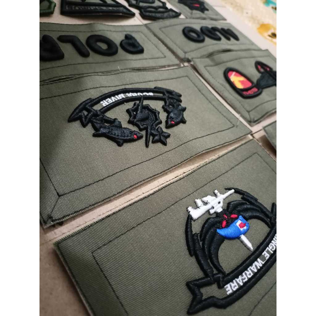 MLKU Bordir Set Brimob Pdl Hijau Lengkap Timbul Bahan Jatah Pembagian Terbaru Halus