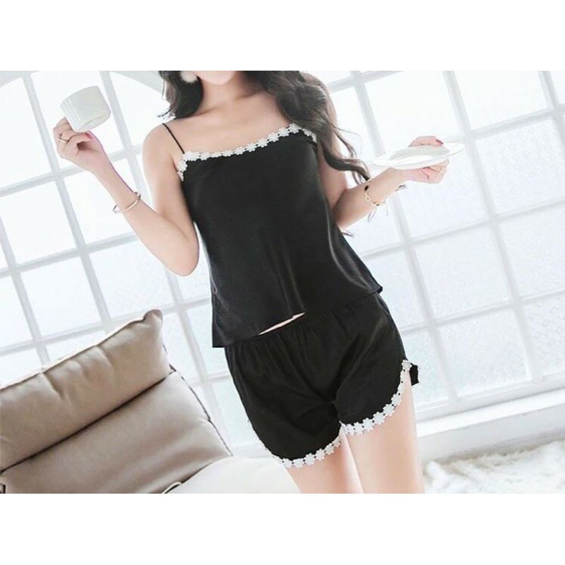 Set Baju Tidur Wanita Sexy Camisole + Celana Piyama Sexy Wanita Korea Style Nightwear sleepwear