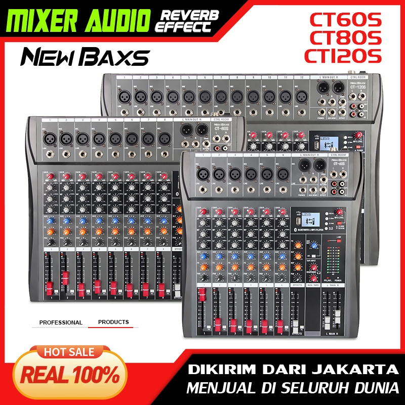 NEW BAXS CT60S/CT80S/CT120S Mixer Audio Profesional 6/8/12 saluran mixer Efek gema bawaan Mendukung 
