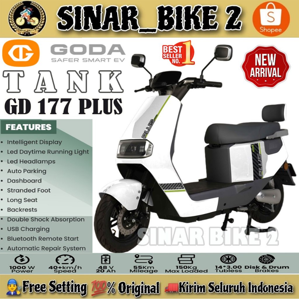 Sepeda Listrik GODA TANK 177 PLUS 1000 Watt Electric E Bike