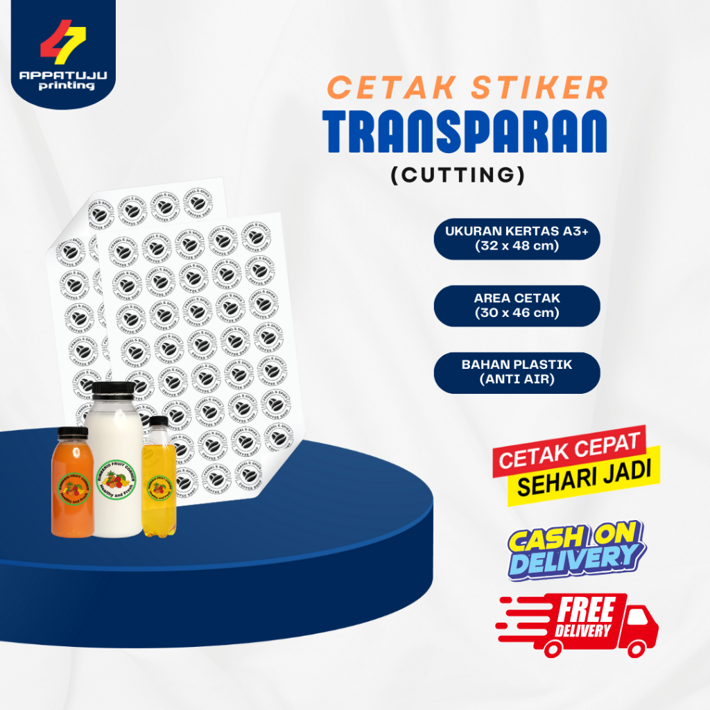 

[CETAK + CUTTING] Stiker Label Kemasan Transparan A3+