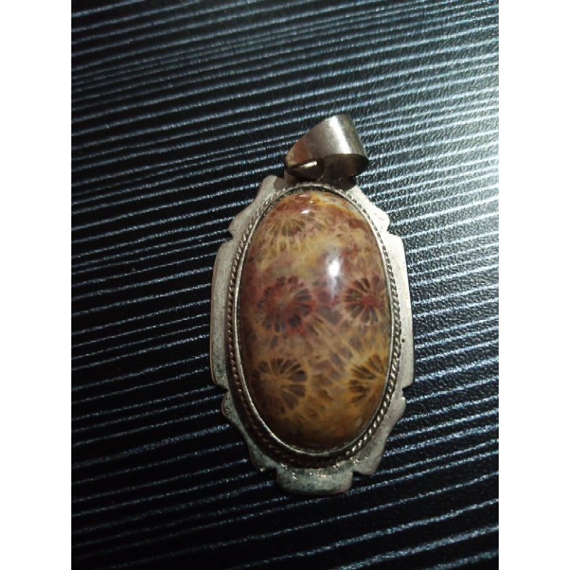 liontin batu akik teratai lawas antik