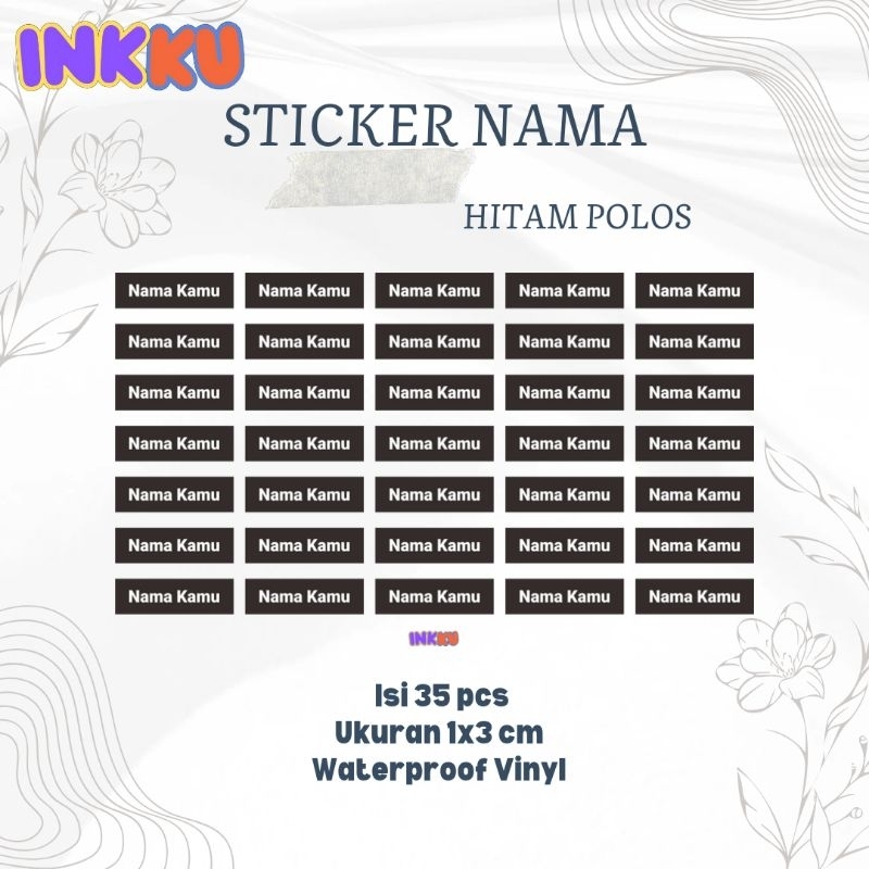 

STIKER NAMA UNTUK ALAT TULIS SEKOLAH/ sticker nama polos/ label nama polos/ sticker nama hitam polos