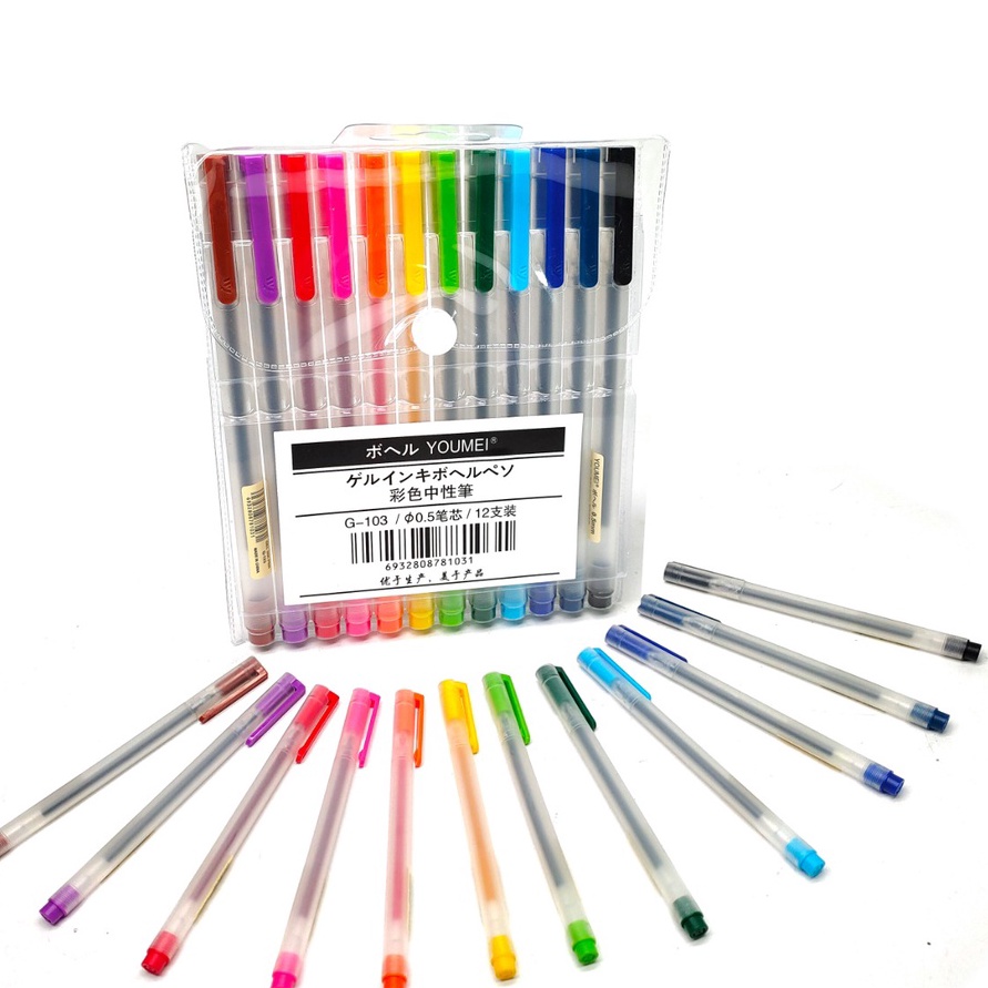 

MURAHMERIAH Pulpen gel 12warna 12pcs pulpen gel warna warni Pulpen YOUMEI G13