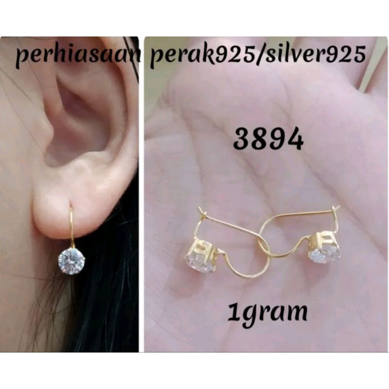 ANTING DESI PERAK ASLI 925 LAPIS EMAS