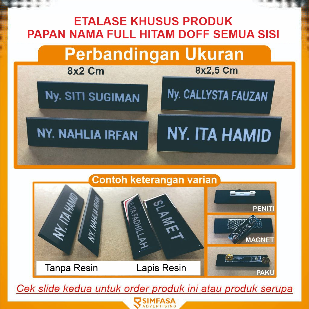 

Nama Dada Akrilik Grafir Full Hitam Doff | Nyonya Bhayangkari Persit | NameTag Acrylic Polisi POLRI Tentara TNI | Papan Nama Dada Akrilik Ukir | Name tag Custom Acrlyc