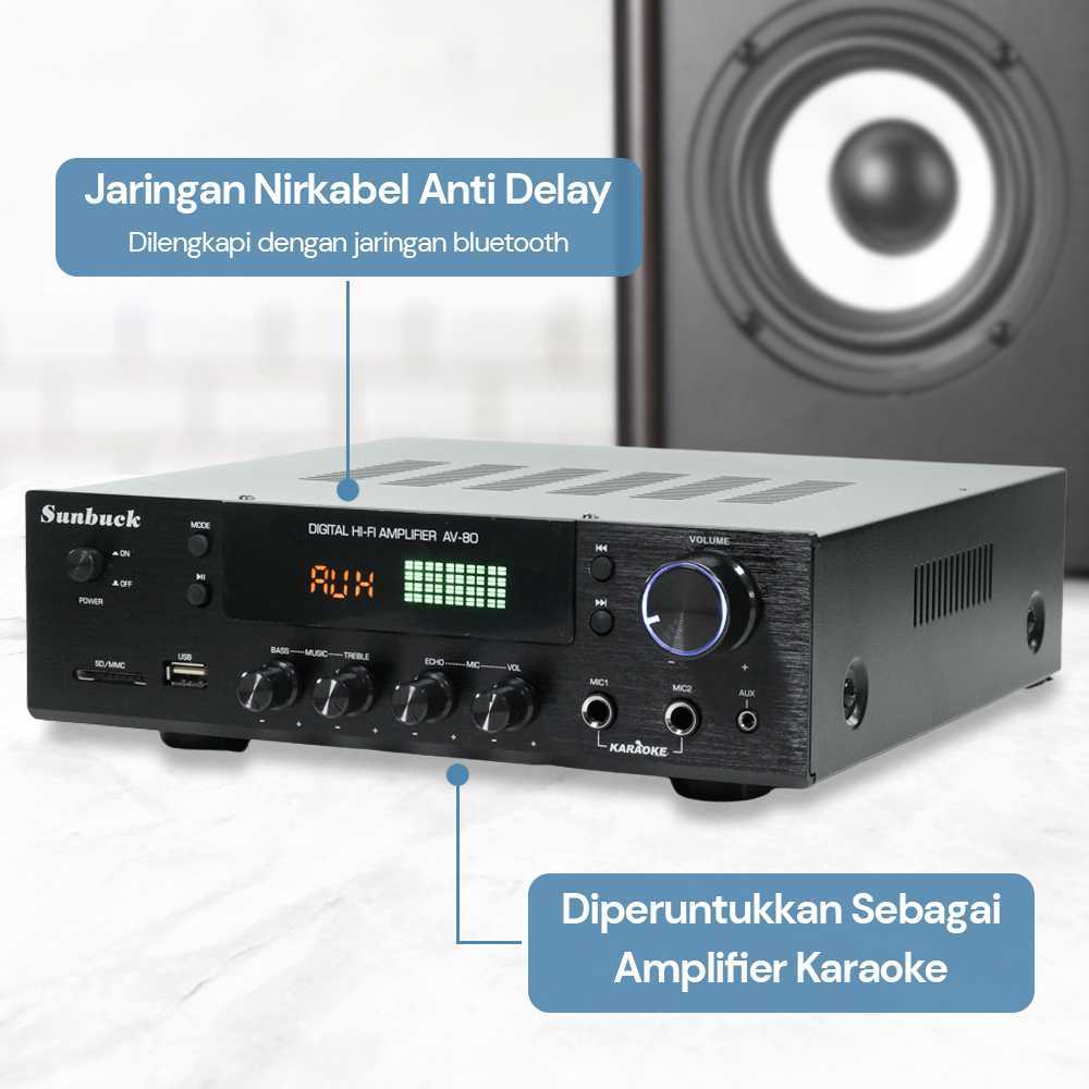 Sunbuck  Audio Amplifier Bluetooth EQ Karaoke FM Radio 200W - AV-80