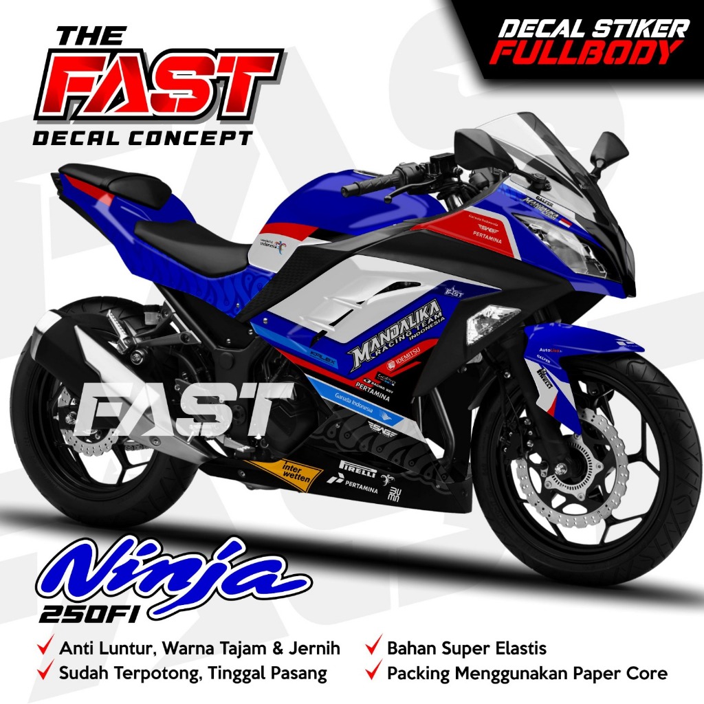TERBARU Decal Ninja Fi 250 Fullbody Mandalika Racing Stiker Sticker Full Body Mandalika Kawasaki Nin