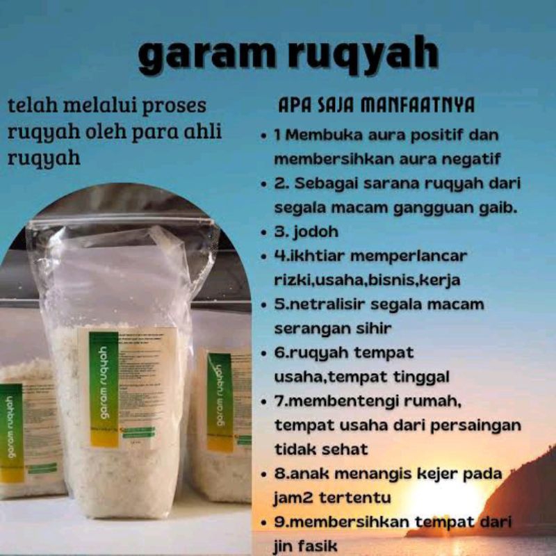 

GARAM RUQYAH 100% / GARAM MANDI / PEMBUKA REJEKI / PENCARI JODOH / SUDAH DIDOAKAN DENGAN KHUSUS / 500 GRAM
