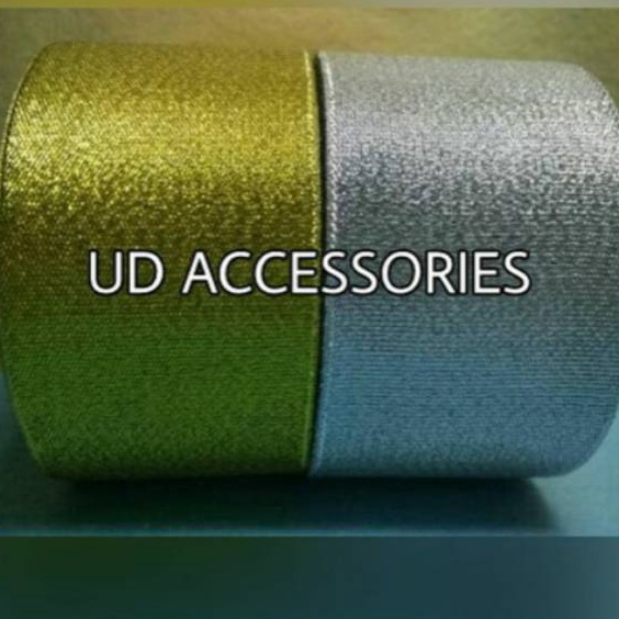 

KUALITAS TERJAMIN Pita metalik 4cm mas perak 25yard