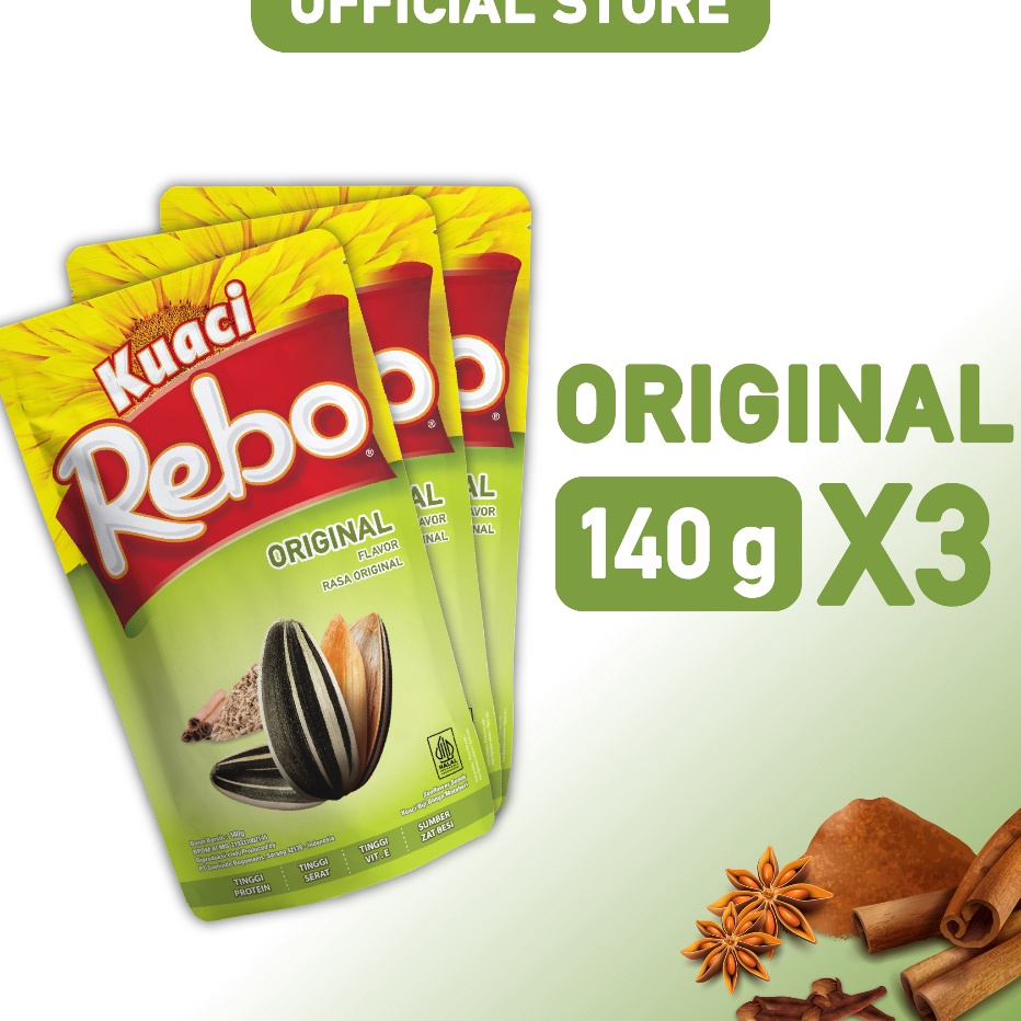 

KUALITAS TERJAMIN Rebo Kuaci Bundling 3 PCS Varian Rasa Original 14 Gram