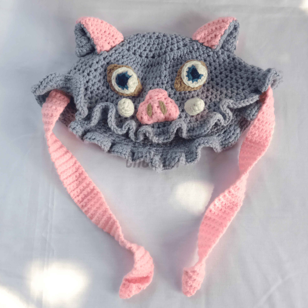 [CC] LIMITED Bucket Inosuke Size XL | Topi Rajut | Anime | Cosplay | Kimetsu No Yaiba | Crochet