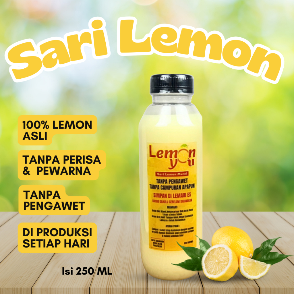 

LEMON YOU 250 ML SARI LEMON MURNI 100 % / SARI LEMON ASLI UNTUK DIET / AIR LEMON SARI LEMON