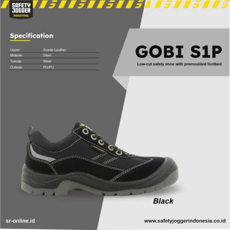 Sepatu Safety Jogger Gobi S1P Black / Safety Shoes Jogger Original / Sepatu Kerja Pria