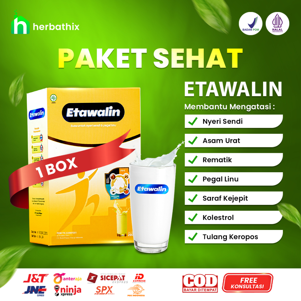 

Susu Kambing ETAWALIN Herbal Jamu Alami Paket Sehat 1 Box Bebas Asam Urat Nyeri Sendi Asli Etawa