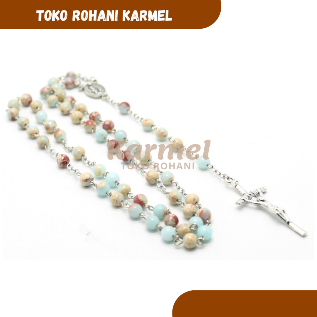 ROSARIO KATOLIK (BATU ONYX-MIX) / KALUNG ROSARIO KATOLIK / ROSARIO KALUNG BATU ALAM / KONTAS