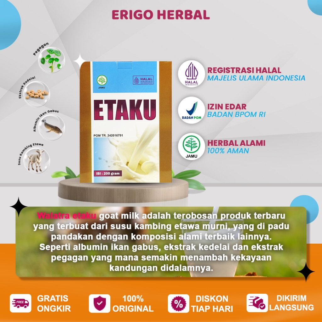 

Etaku Goat Milk Susu Kambing Etawa Walatra Etaku With Nano Technology 100% Original Di Tanggerang