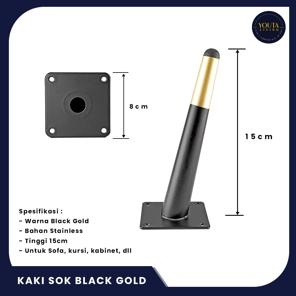 KAKI SOFA RETRO BESI BLACK GOLD/KAKI SOK EMAS HITAM