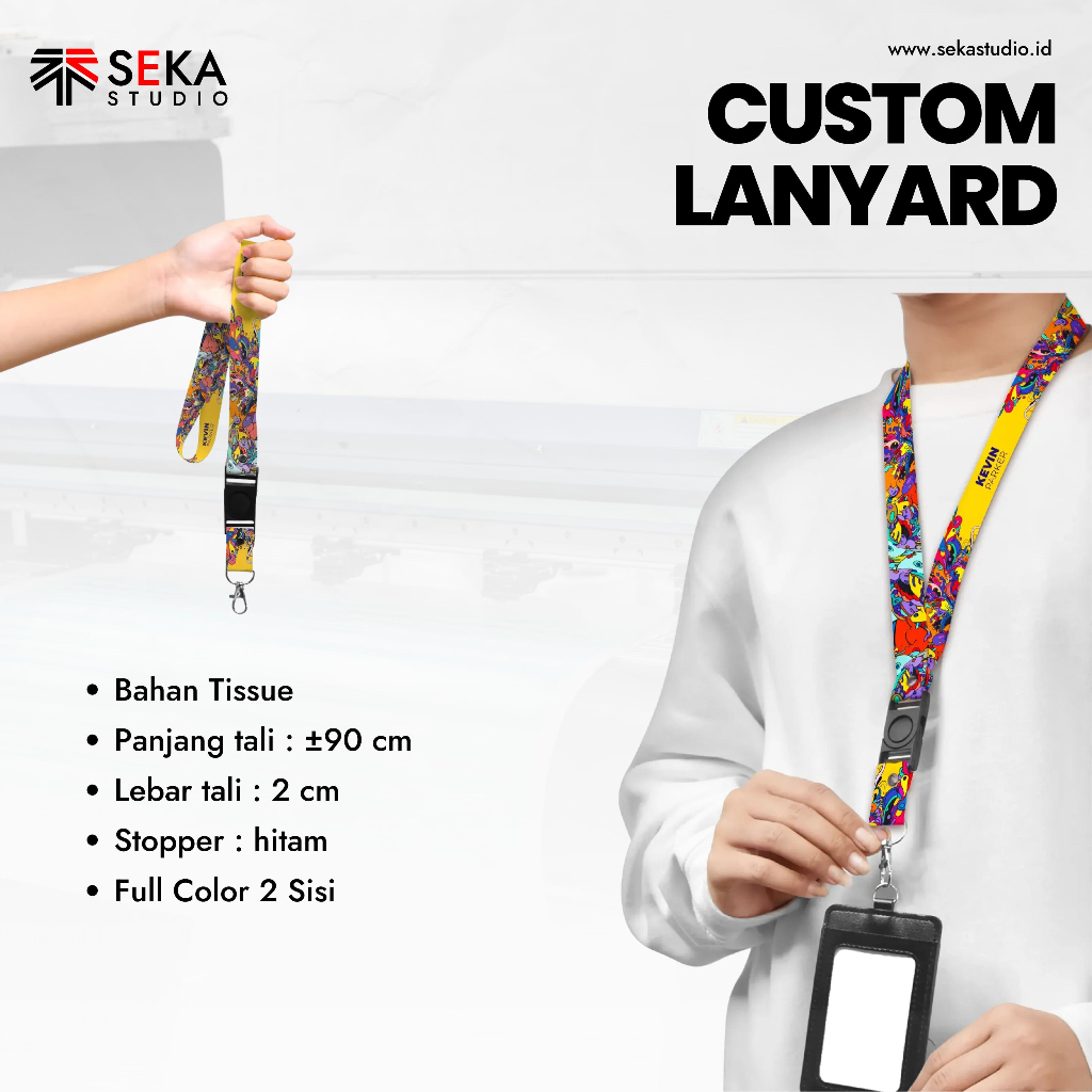 

Tali ID CARD custom / LANYARD custom / cetak 2 sisi bahan Tali Tissue Premium
