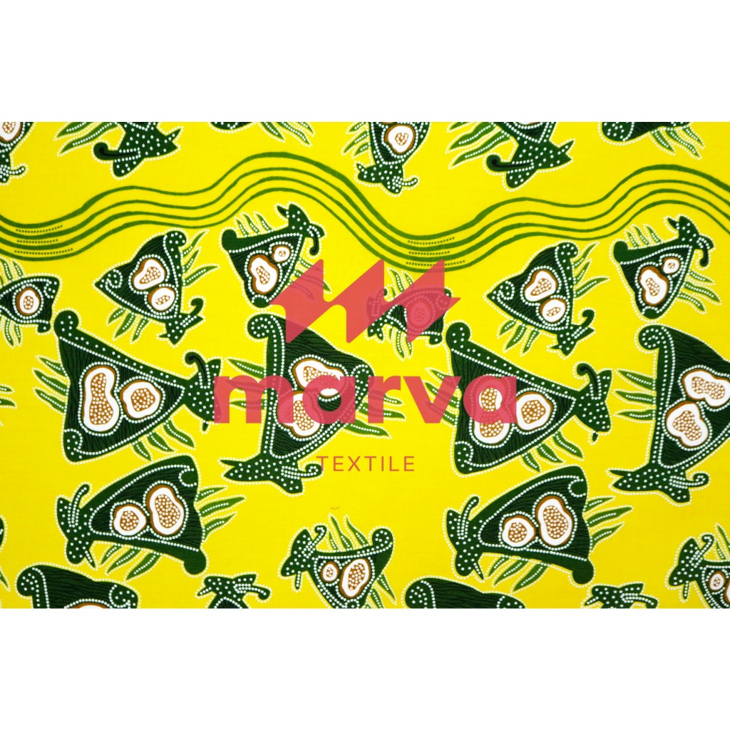 Kain Batik Meteran Premium Bahan 100% katun motif abstrak warna kuning by Marva textile