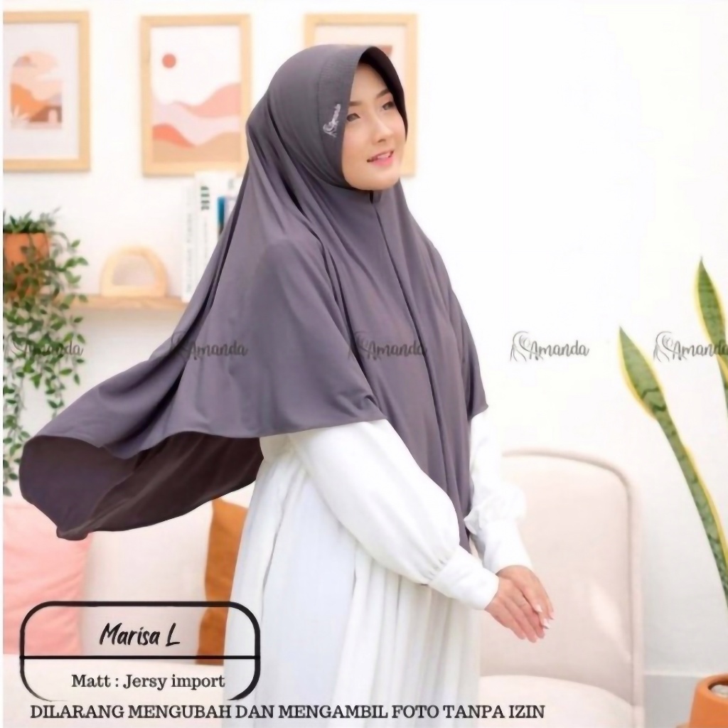 Bergo Instan Syar'i Polos Jersey Amanda Marisa L Sport L / Jilbab Instan Daily Hijab Instan Jumbo