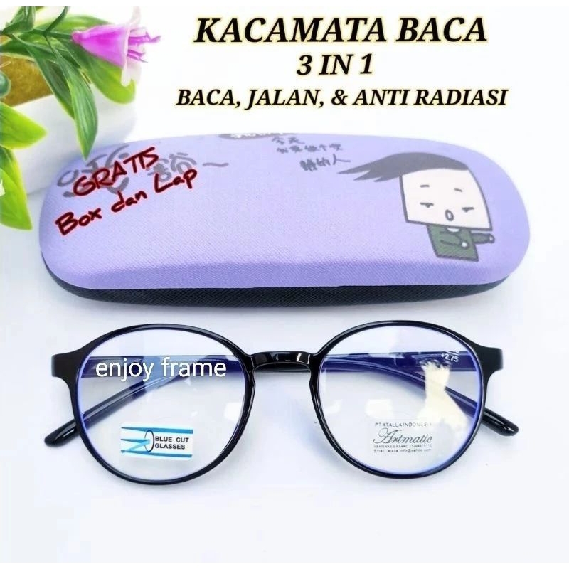 Kacamata Baca Plus (+) 2 Fungsi Baca dan Jalan anti Blueray