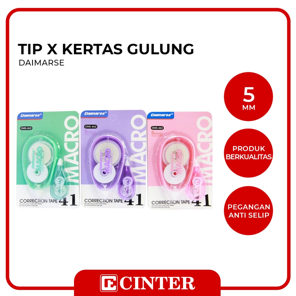 

DAIMARSE - PITA KOREKSI / TIP X KERTAS GULUNG / CORRECTION TAPE SEDANG 5MM (C09010196)
