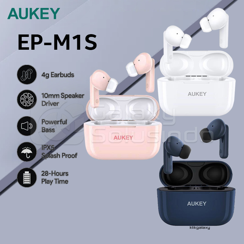 AUKEY EP-M1S True Wireless Earbuds Bluetooth Earphone - Blue Pink White
