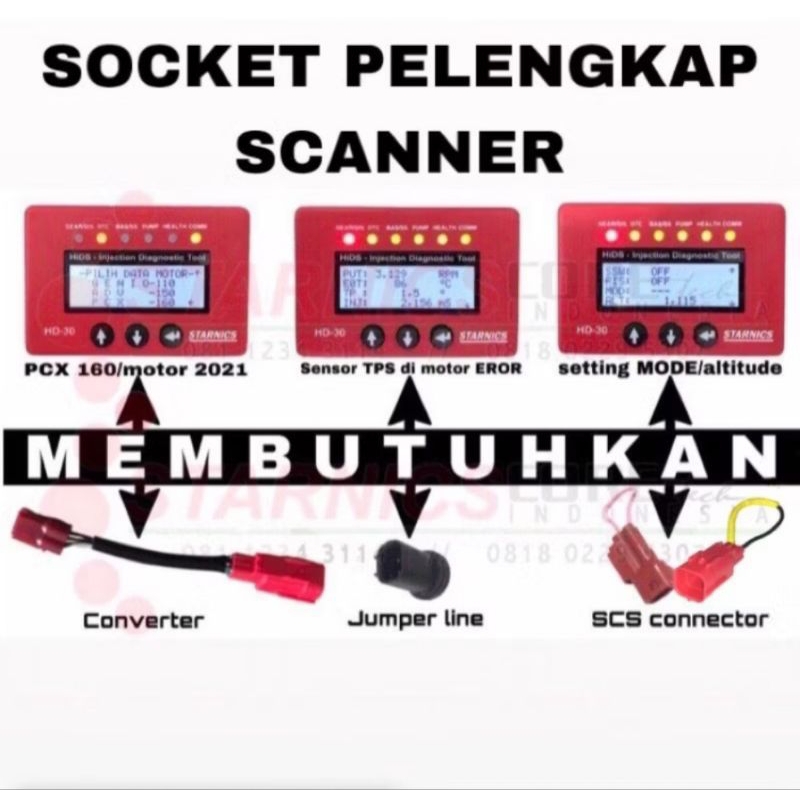 1 paket socket pelengkap scanner Honda HiDs Starnics