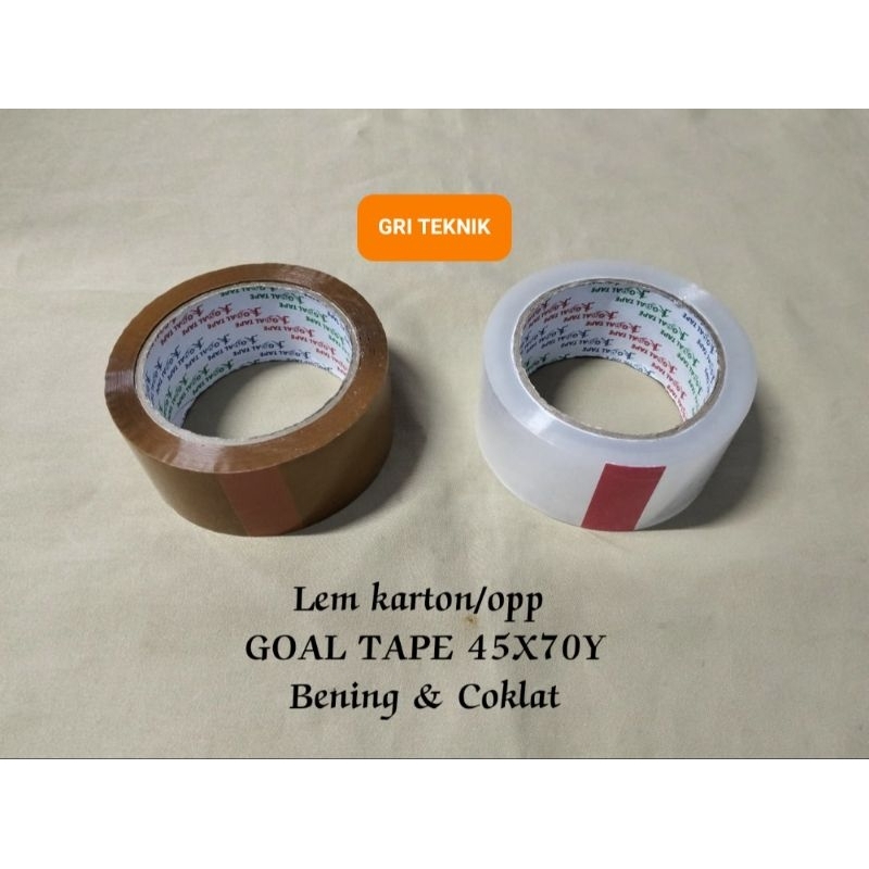 

LAK BAN GOAL TAPE / LEM KARTON MERK GOAL TAPE / OPP TAPE / ISOLASI KARTON MERK GOAL TAPE 45 MM X 70 METER