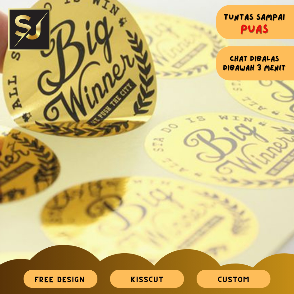 

Stiker Gold Bentuk Bulat Kotak Persegi A3+ Label Produk Online Shop Logo Product Sangjaya Murah