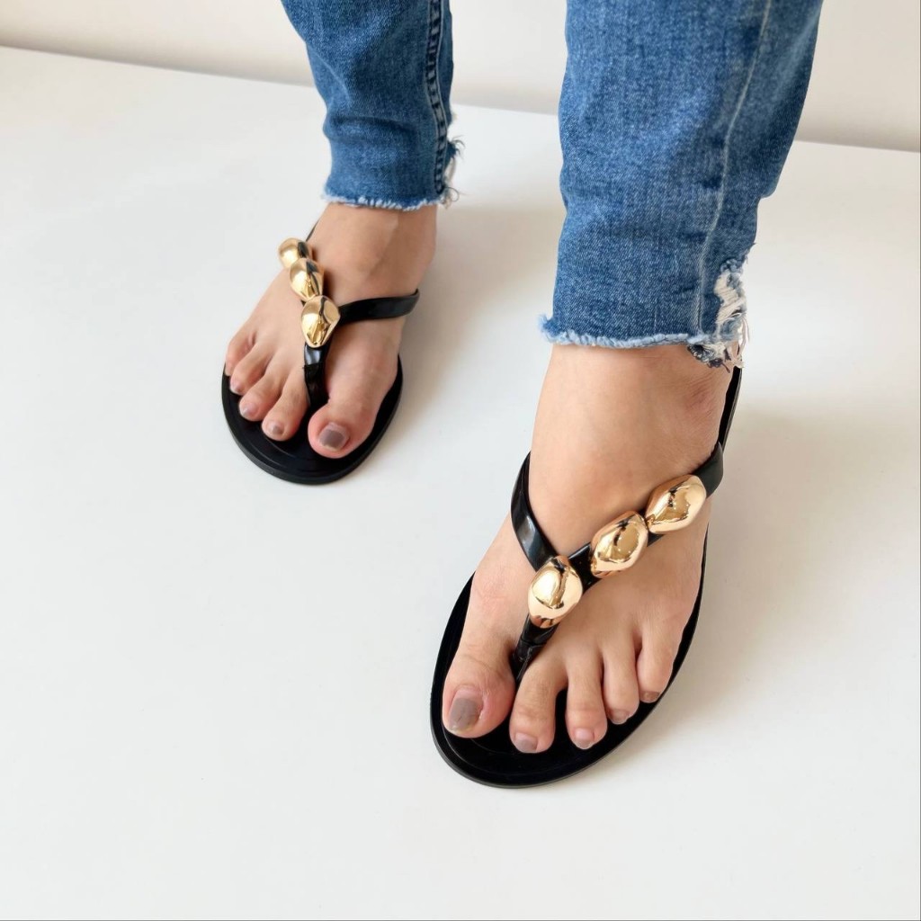 SANDAL WANITA ZARA S 4323 FLAT PREMIUM BLACK