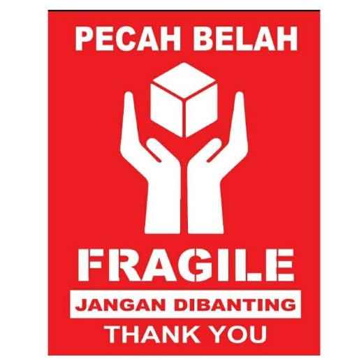 

STIKER FRAGILE/STIKER PECAH BELAH UKURAN 5,5 X 7 CM - Merah