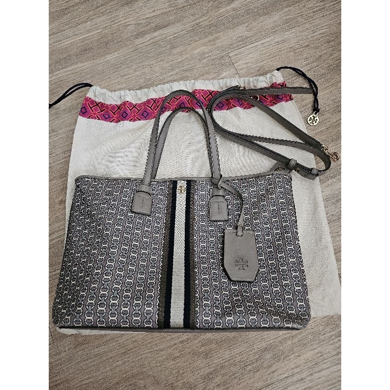 preloved Tory burch gemini link small tote grey heron