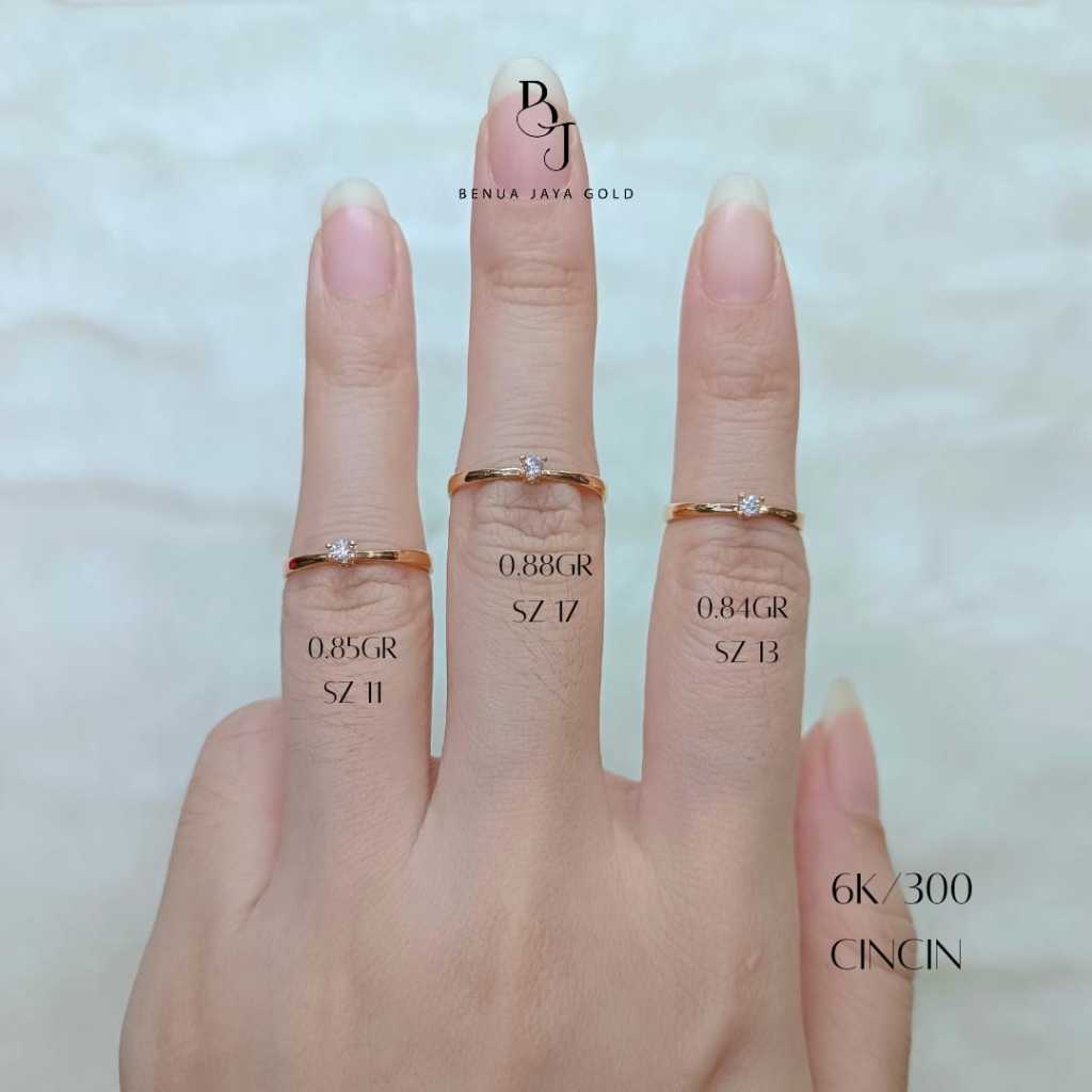 Cincin Solitaire Emas 6K/300