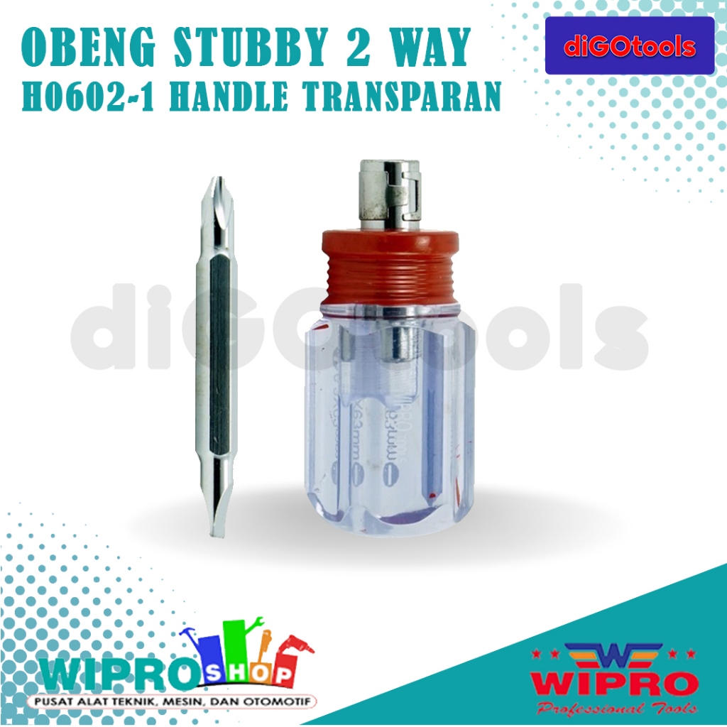 Wipro Obeng Cebol Handle Transparant H0602-1 ((6.3 x 6.3 x 63) - Obeng Stubby Handle Transparan