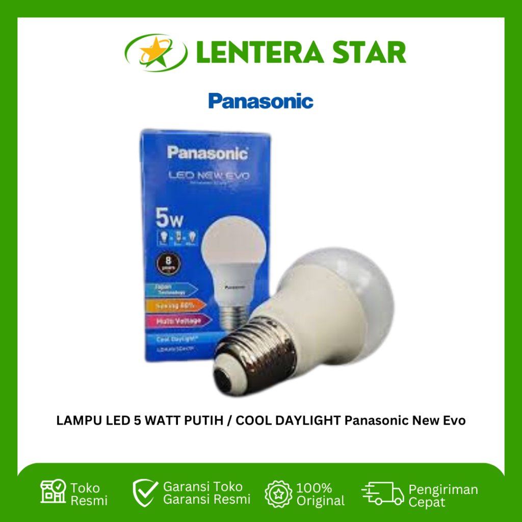 LAMPU LED 5 WATT PUTIH / COOL DAYLIGHT Panasonic New Evo