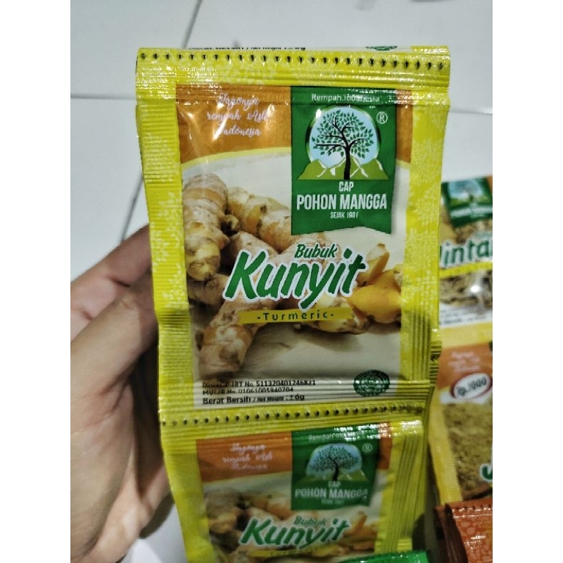 

Kunyit Bubuk Cap Pohon Mangga 1 Renceng (12sachet)