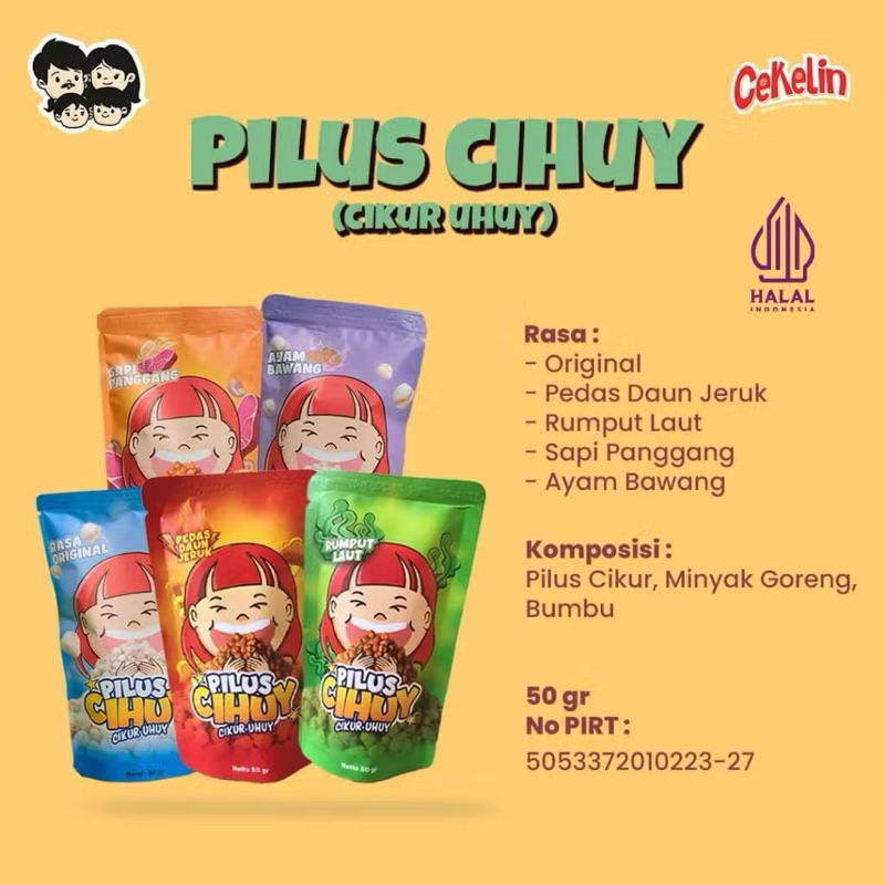 

CEKELIN PILUS UHUY ( CIKUR UHUY) dengan 5 Varian Rasa - Murah meriah