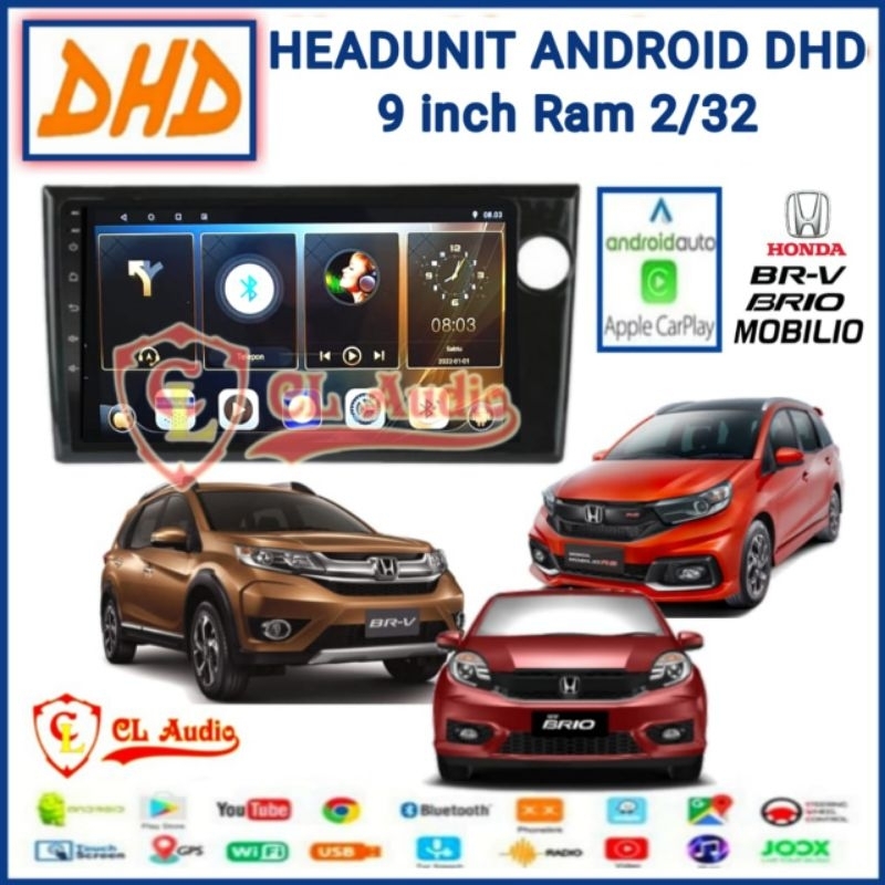 Head Unit Android DHD 9 Inch OEM Honda Brio/Mobilio/Brv 2016 Up