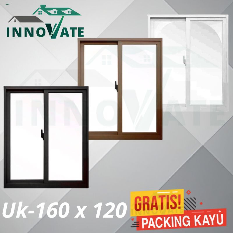 JENDELA SLIDING ALUMINIUM  160 x 120 GRATIS BUBBLE WRAP + PACKING KAYU