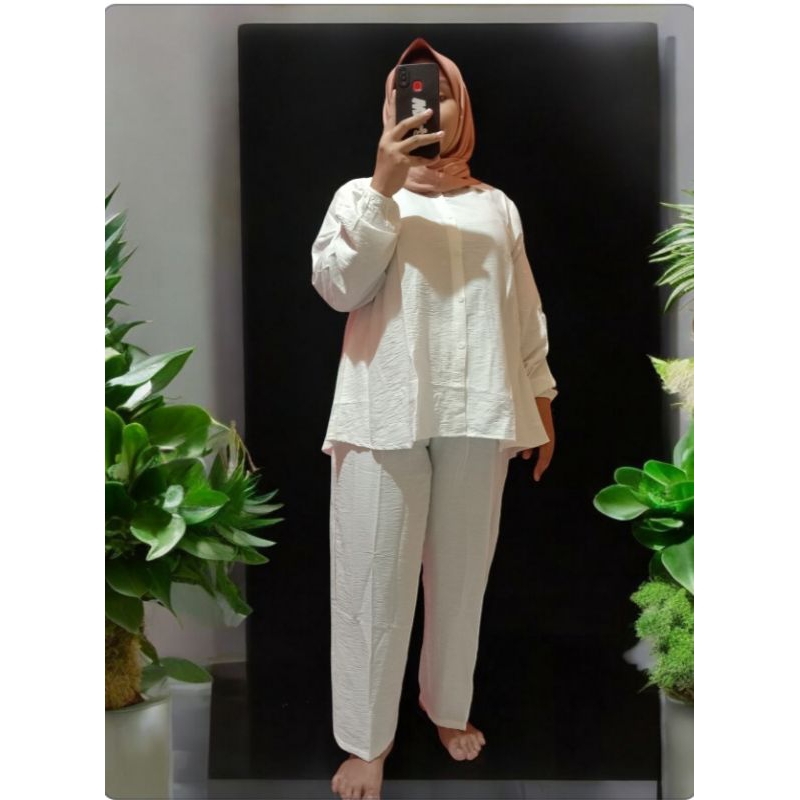 SAHARA ONE SET POLO LINEN/ ONE SET KEKINIAN TERBARU/ONE SET WANITA DEWASA/STELAN WANITA
