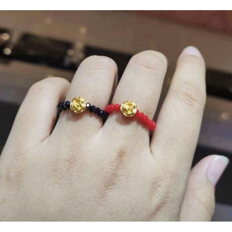 Cincin Emas Asli Mawar 24k Hongkong 999% Batu