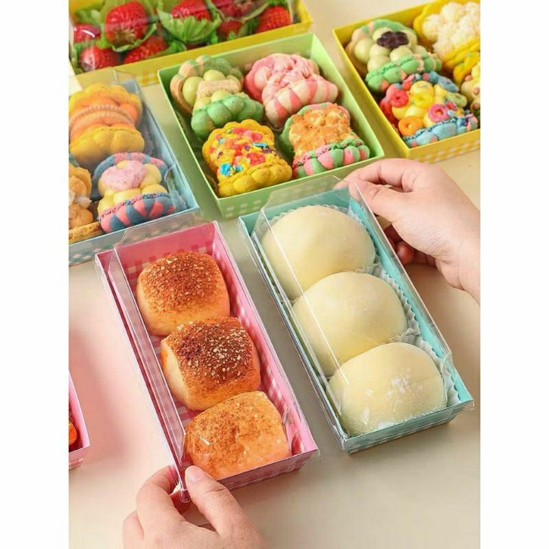 

10 pcs box burger bentuk panjang motif kotak2