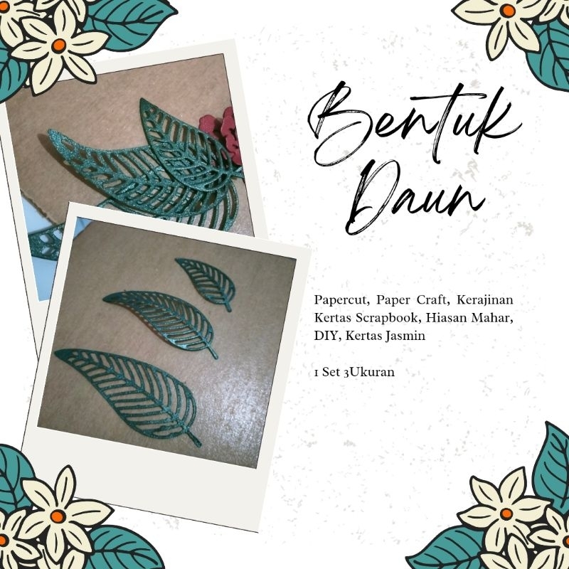 

Bentuk DaunPapercut, Paper Craft, Kerajinan Kertas Scrapbook, Hiasan Mahar, DIY, Kertas Jasmin