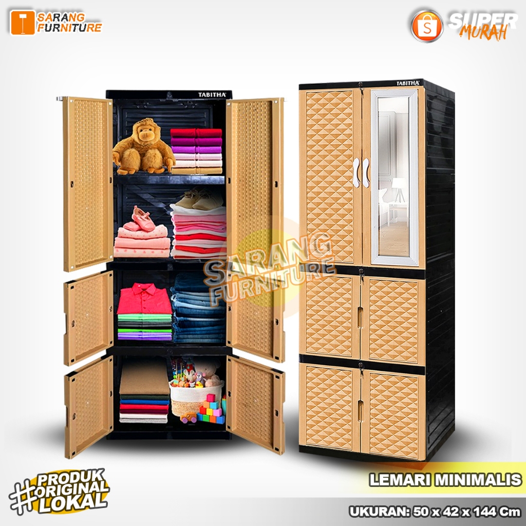 Lemari Pakaian Plastik Tabitha GANTUNG RAK FULL KUNCI KACA CERMIN MURAH LS2PS GT HB COD LEMARI PINTU